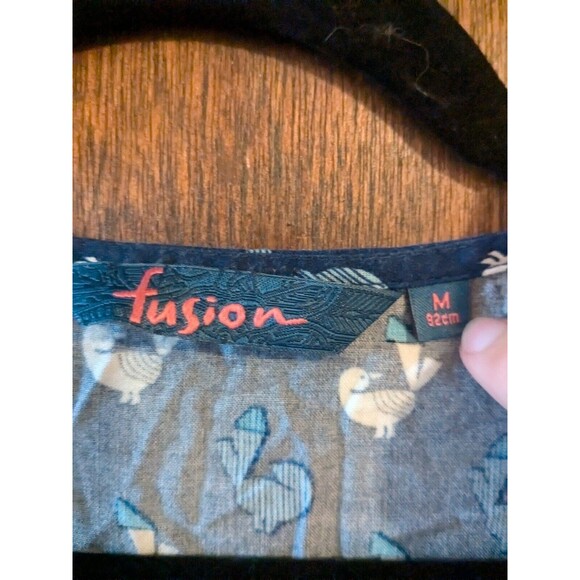 Fusion Medium Dress Button Up With Birds - Picture 3 of 7